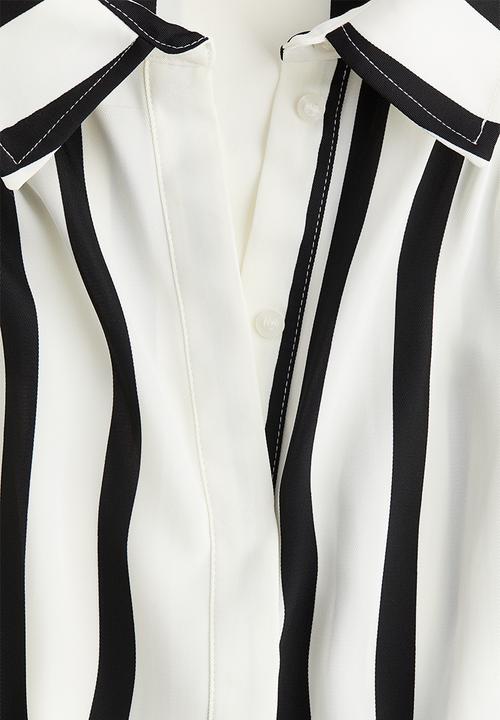 H&M - Tie-belt dress - white & black striped