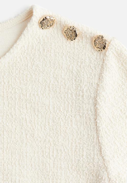 H&M - Short bouclé top - cream