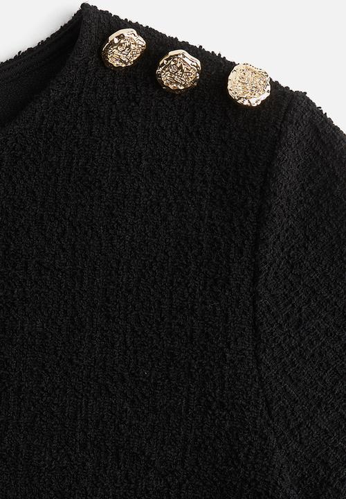 H&M - Short bouclé top - black