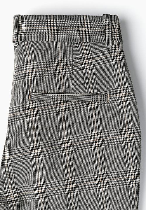 H&M - Cigarette trousers - grey & beige checked