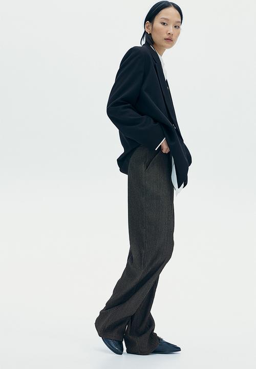 H&M - High-waisted tailored trousers - dark grey marl