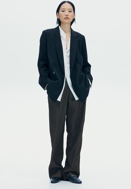 H&M - High-waisted tailored trousers - dark grey marl