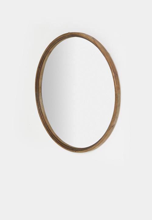 Sixth Floor - Wooden Mirror Round - Walnut