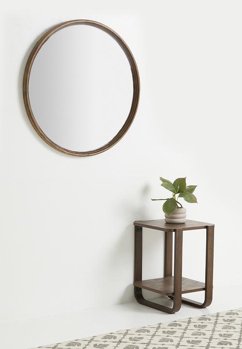 Sixth Floor - Wooden Mirror Round - Walnut