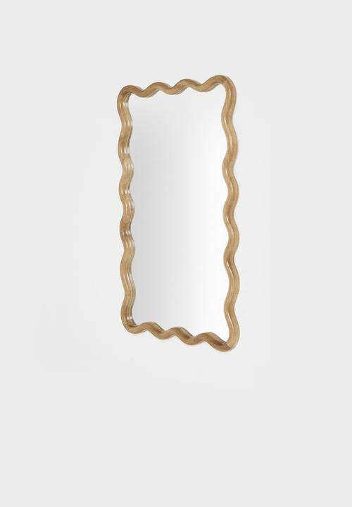 Sixth Floor - Wooden swirly Mirror rectangle - Natural