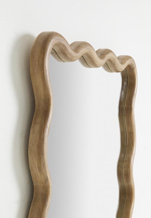 Sixth Floor - Wooden swirly Mirror rectangle - Natural