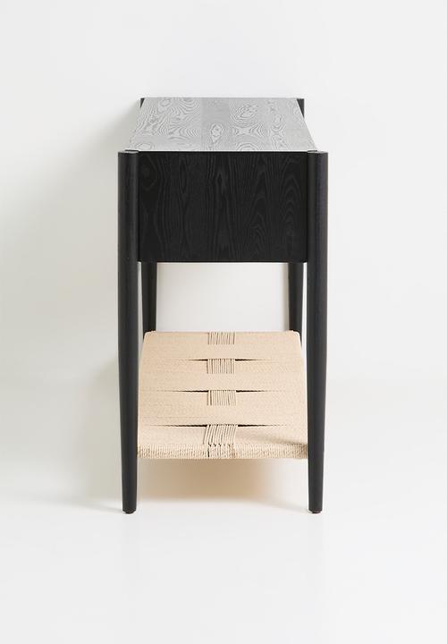 Sixth Floor - Jericho rattan and wood console-black