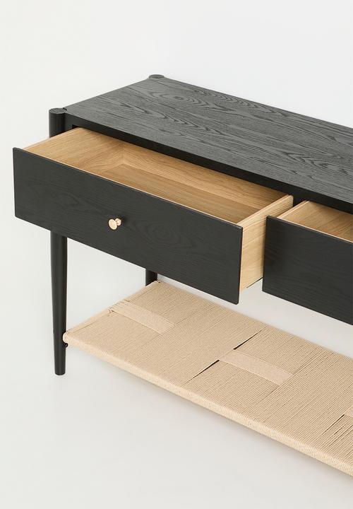 Sixth Floor - Jericho rattan and wood console-black