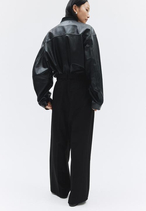 H&M - Wide belted trousers - black
