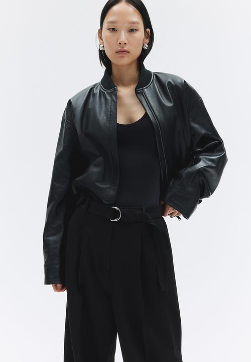 H&M - Wide belted trousers - black
