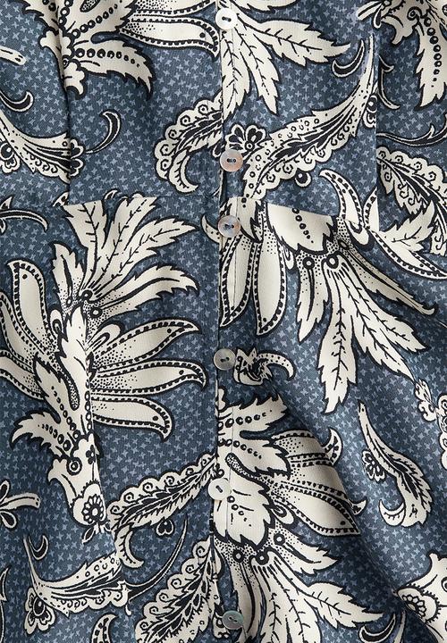 H&M - Long-sleeved dress - dusty blue paisley-patterned