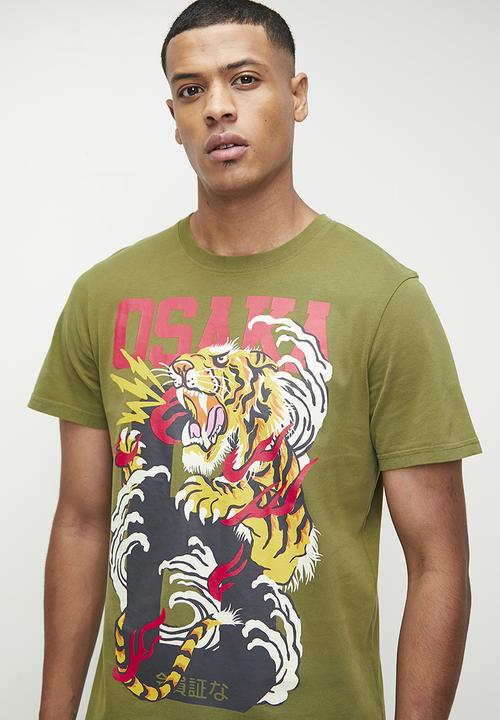 Superdry. - Osaka 6  narrative stnd tee - khaki olive
