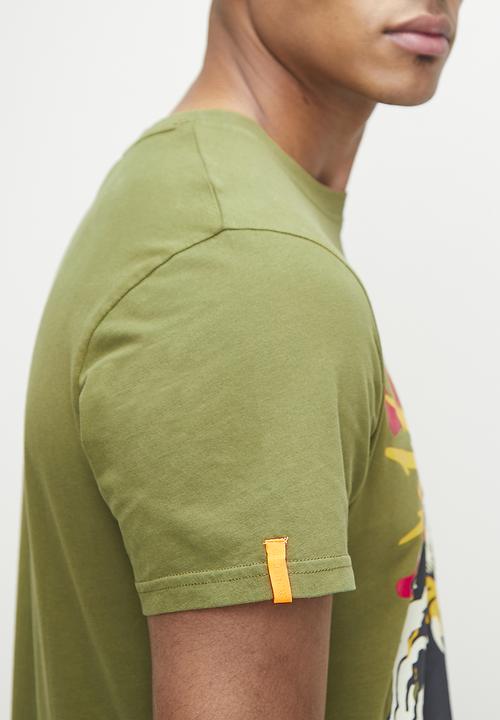 Superdry. - Osaka 6  narrative stnd tee - khaki olive