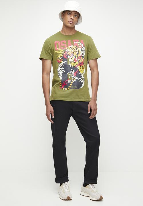 Superdry. - Osaka 6  narrative stnd tee - khaki olive