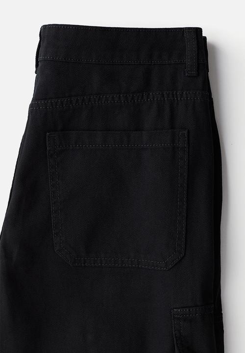 H&M - Wide cargo trousers - black