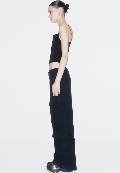 H&M - Wide cargo trousers - black