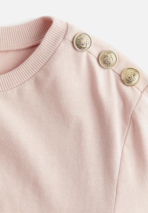 H&M - Button-detail t-shirt - light pink