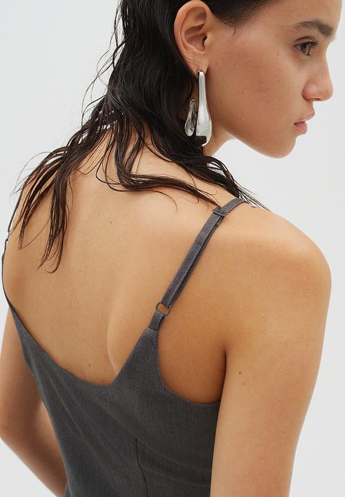 H&M - Corset-style strappy top - dark grey marl