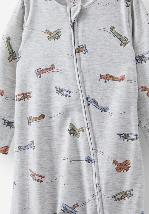 Cotton On - The long sleeve zip romper - cloud marle/up in the sky