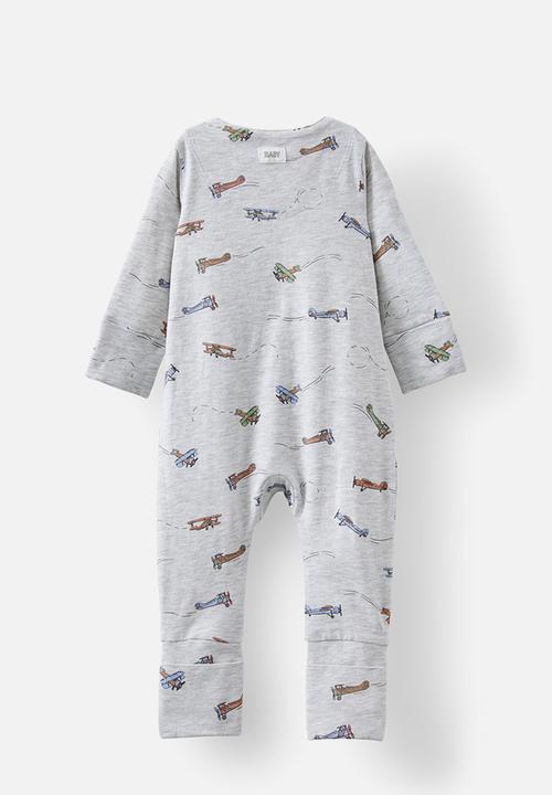 Cotton On - The long sleeve zip romper - cloud marle/up in the sky