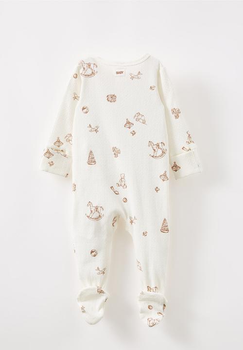 Cotton On - Organic pointelle zip romper - milk/vintage toys