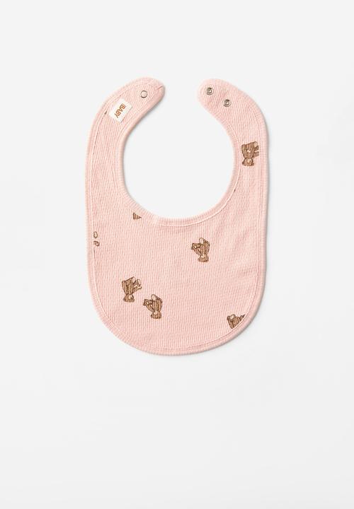 Cotton On - Organic pointelle bib - zephyr/vintage teddy bear