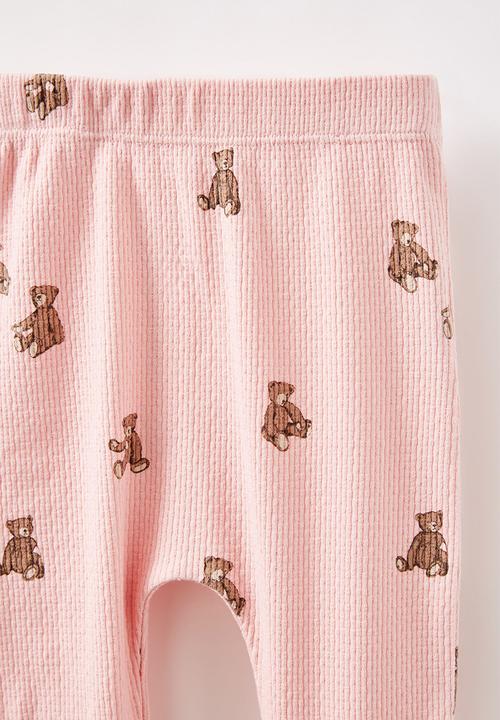 Cotton On - Organic pointelle footed legging - zephyr/vintage teddy bear