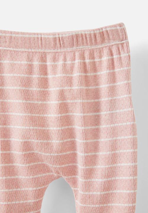 Cotton On - Organic pointelle footed legging - zephyrmarle/milk stripe