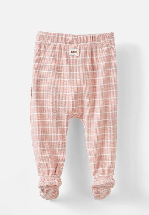 Cotton On - Organic pointelle footed legging - zephyrmarle/milk stripe