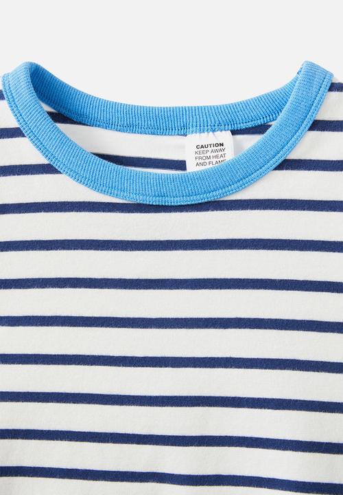 Cotton On - Ace long sleeve pyjama set - marian stripe vanilla/in the navy