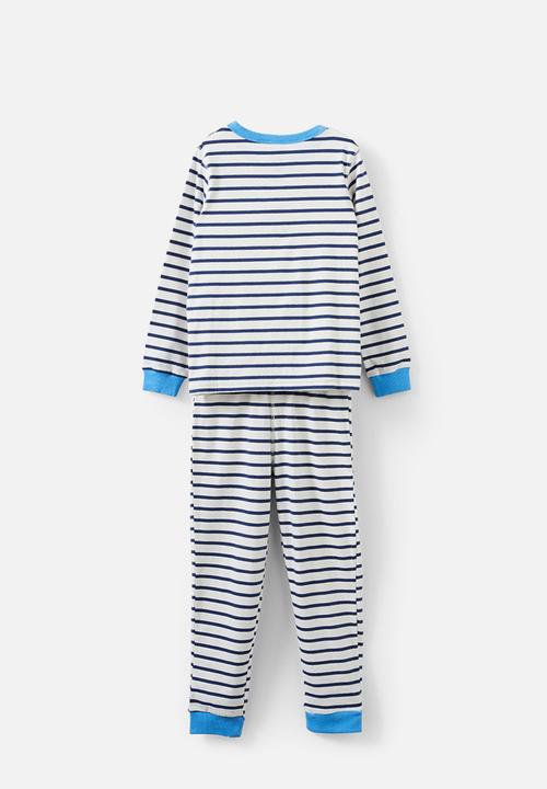 Cotton On - Ace long sleeve pyjama set - marian stripe vanilla/in the navy