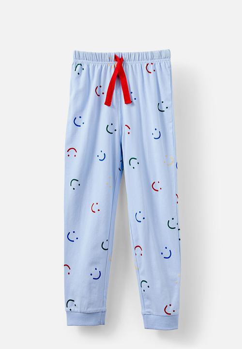 Cotton On - Ace long sleeve pyjama set - dawn blue/smile faces