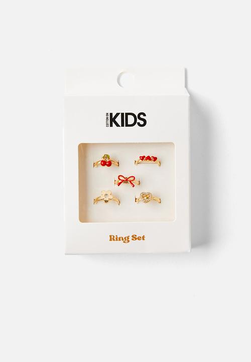 Cotton On - Kids ring set - varsity red mix pack