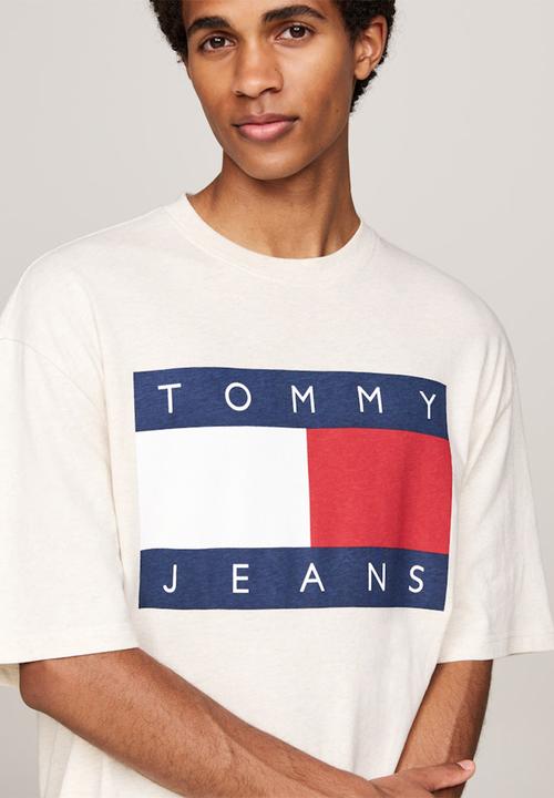 Tommy Hilfiger - Tjm Rlx Melange Flag Tee - Ancient White Melange