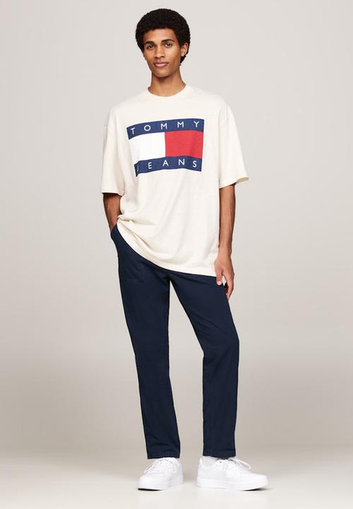 Tommy Hilfiger - Tjm Rlx Melange Flag Tee - Ancient White Melange