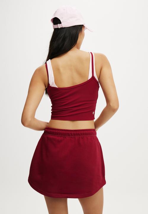 Cotton On - Rib Graphic Tank - Deep Red