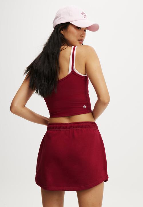 Cotton On - Essential Fleece Skirt - Deep Red
