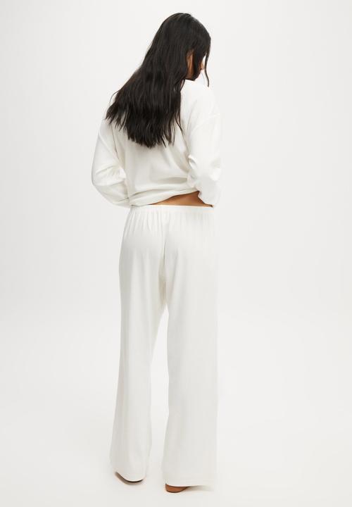 Cotton On - Pointelle Rib Pants - Coconut Milk
