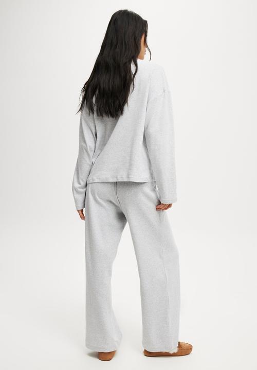 Cotton On - Pointelle Rib Pants - Light Grey Marle