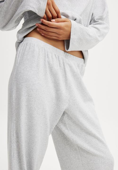 Cotton On - Pointelle Rib Pants - Light Grey Marle