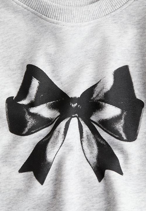 H&M - Motif-detail sweatshirt - light grey/bow