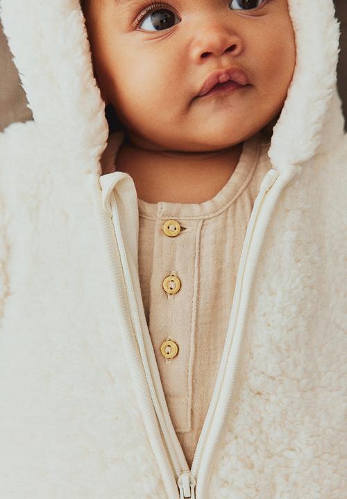 H&M - Pile pram suit with ears - white