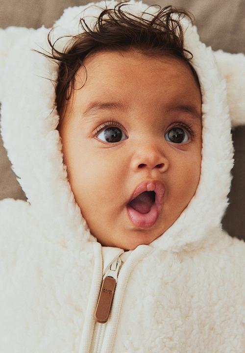 H&M - Pile pram suit with ears - white