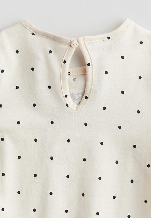 H&M - Printed cotton jersey top - cream/bow
