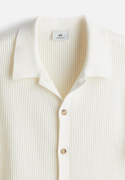 H&M - Regular fit rib-knit resort shirt - cream