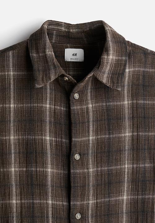 H&M - Regular fit shirt - dark greige checked