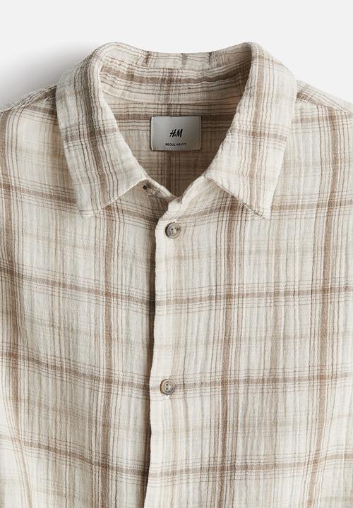 H&M - Regular fit shirt - light beige checked