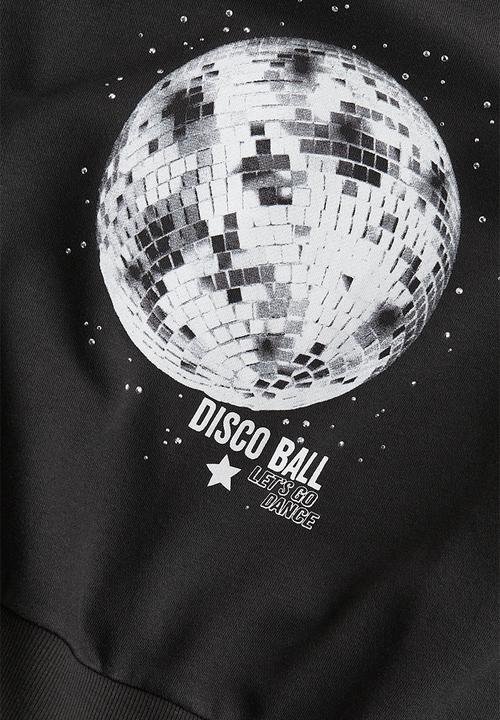 H&M - Motif-detail sweatshirt - dark grey/disco ball 