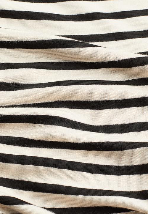 H&M - Boat-neck body - light beige/striped