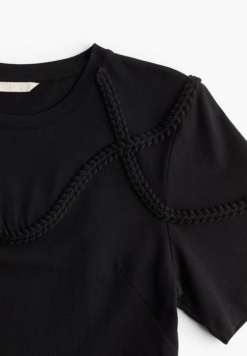 H&M - Braid-trim T-shirt dress - black